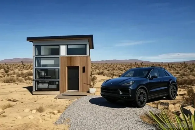a car parked in front of a house