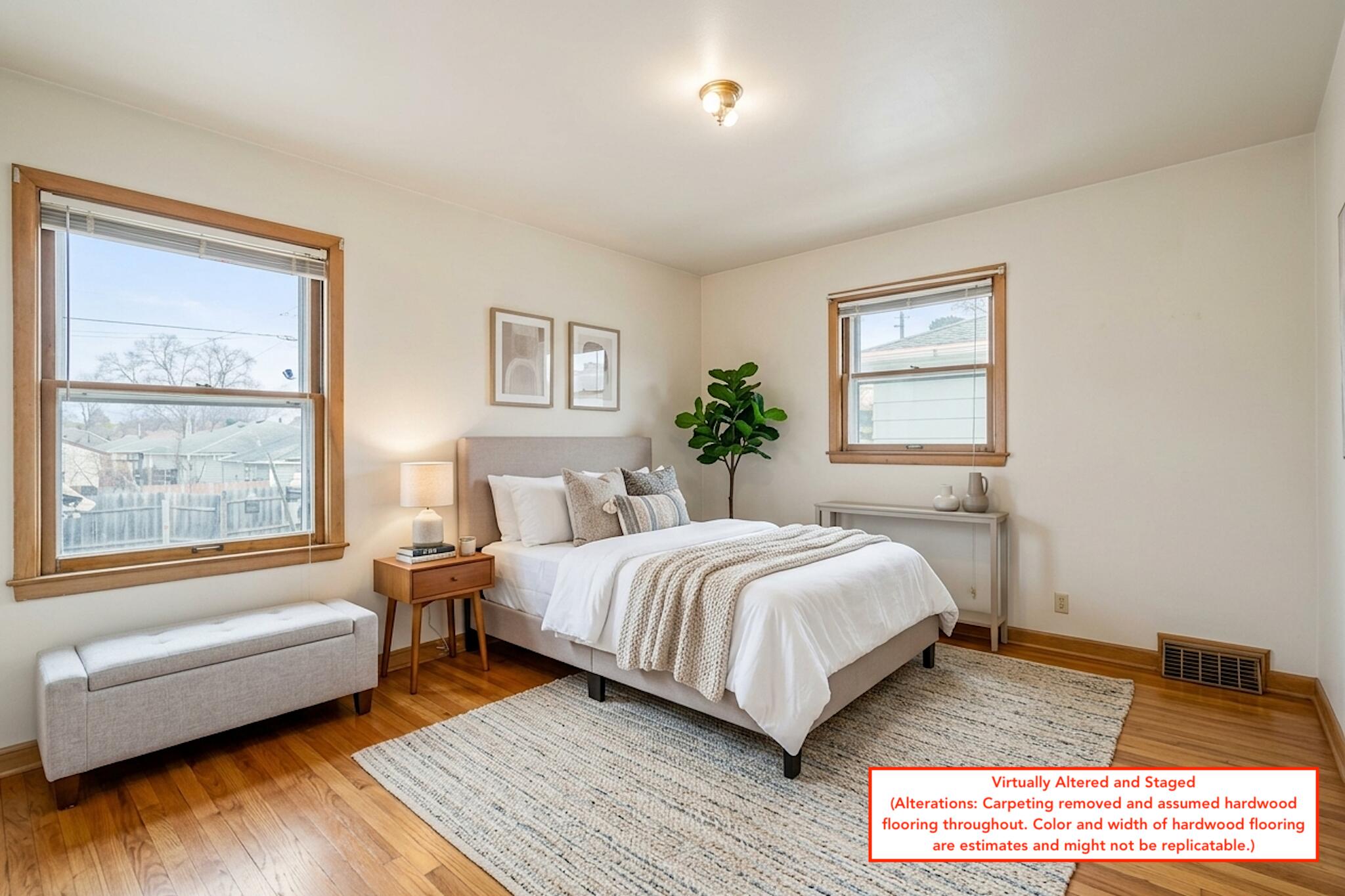 4518 North 68th Street Milwaukee, WI 53218 - Photo 16 of 34 Virtually Altered and Staged
(Alterations: Carpeting removed and assumed hardwood flooring throughout. Color and width of hardwood flooring are estimates and might not be replicable.)