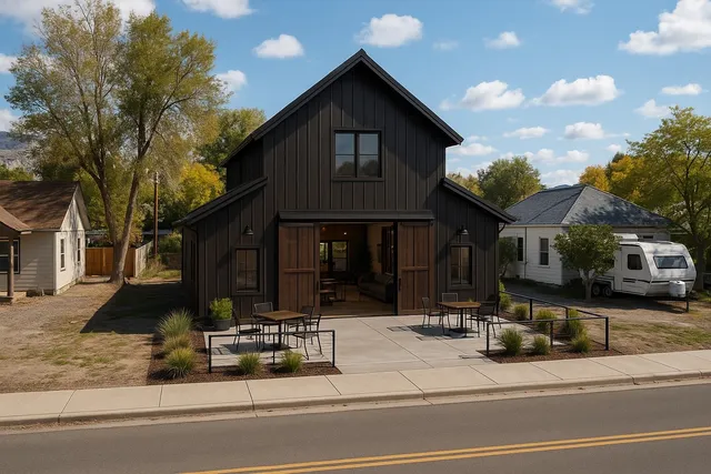a view of a house with a patio