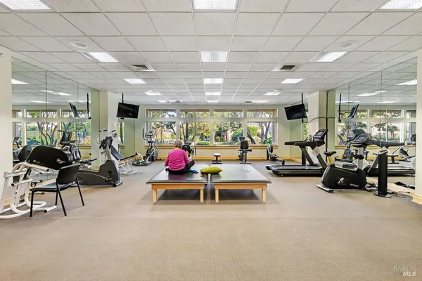 a view of a room with gym equipment