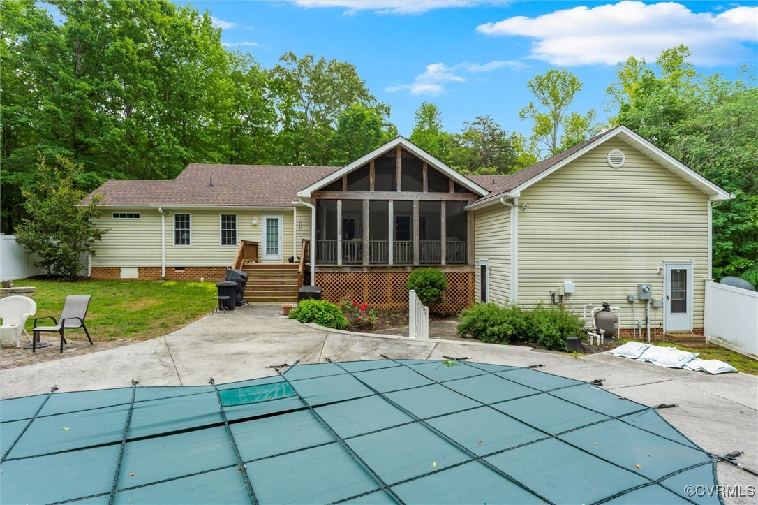 2655 Dorset Ridge Road Powhatan, VA 23139 - Photo 14 of 50 Rear view of property with a sunroom, a patio area