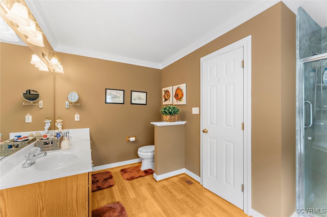 2655 Dorset Ridge Road Powhatan, VA 23139 - Photo 36 of 50 Bathroom with wood finished floors, a shower stall