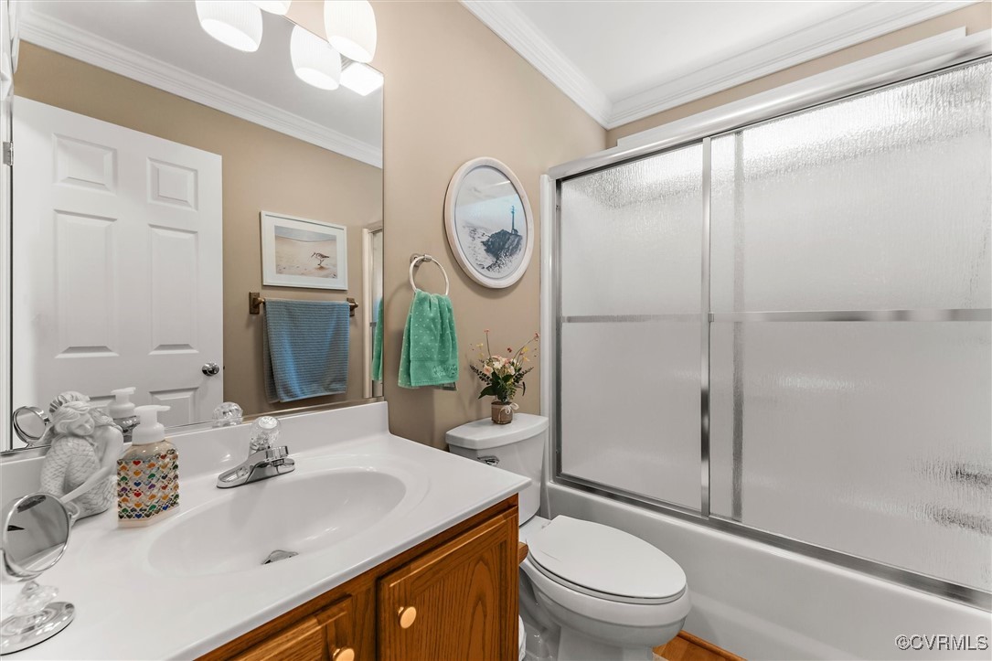 2655 Dorset Ridge Road Powhatan, VA 23139 - Photo 40 of 50 Bathroom featuring ornamental molding, vanity, toi