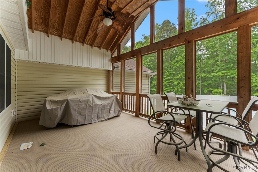 2655 Dorset Ridge Road Powhatan, VA 23139 - Photo 43 of 50 Sunroom with ceiling fan, lofted ceiling, and outd