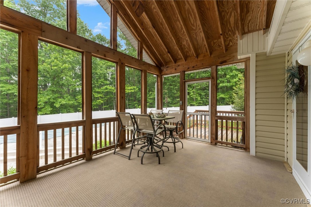 2655 Dorset Ridge Road Powhatan, VA 23139 - Photo 44 of 50 Sunroom with vaulted ceiling, carpet floors, and o