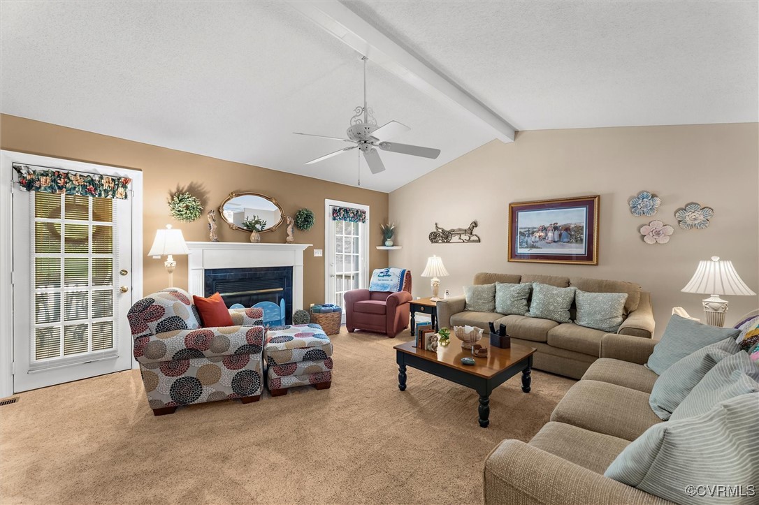 2655 Dorset Ridge Road Powhatan, VA 23139 - Photo 45 of 50 Living room featuring carpet floors, a ceiling fan