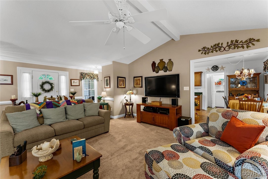 2655 Dorset Ridge Road Powhatan, VA 23139 - Photo 48 of 50 Living room with a chandelier, washer / clothes dr