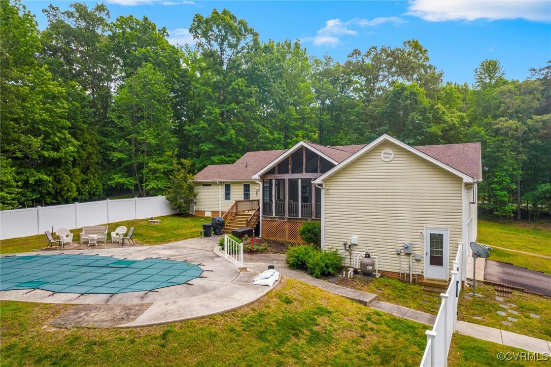 2655 Dorset Ridge Road Powhatan, VA 23139 - Photo 8 of 50 View of pool featuring a sunroom, a patio, and sta