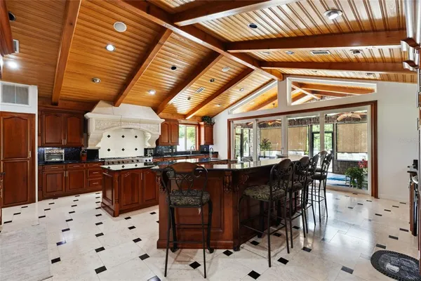 a kitchen with lots of counter top space