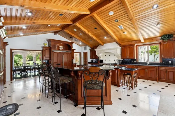 a kitchen with lots of counter top space