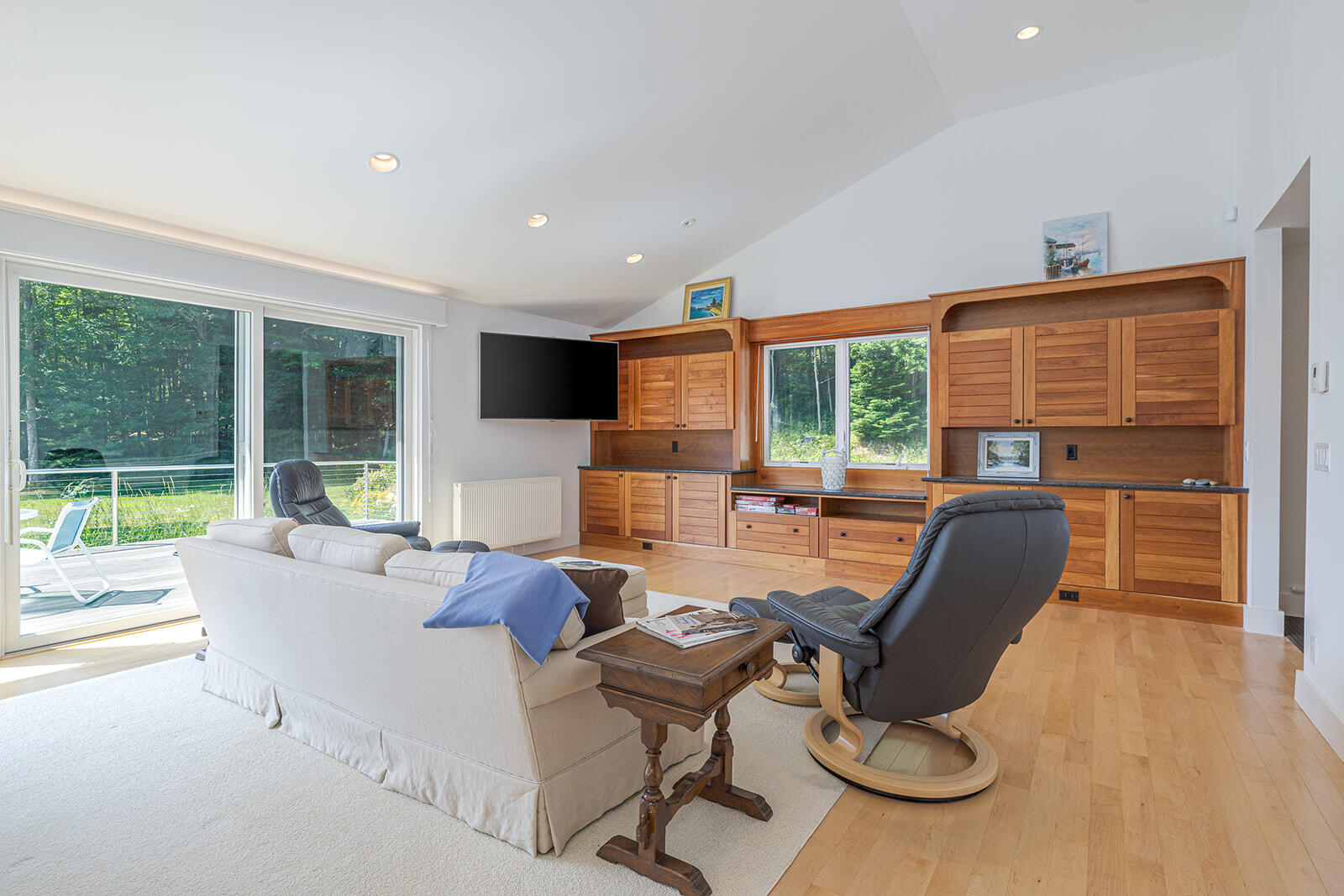 87 Harborside Road Mount Desert, ME 04662 - Photo 5 of 33 Living room with doors to the deck