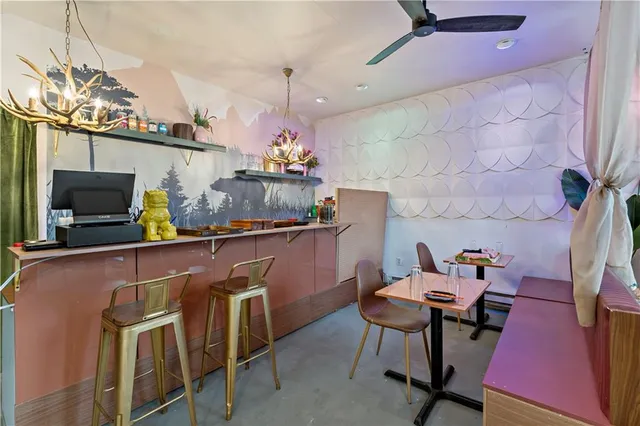 a balcony with chairs