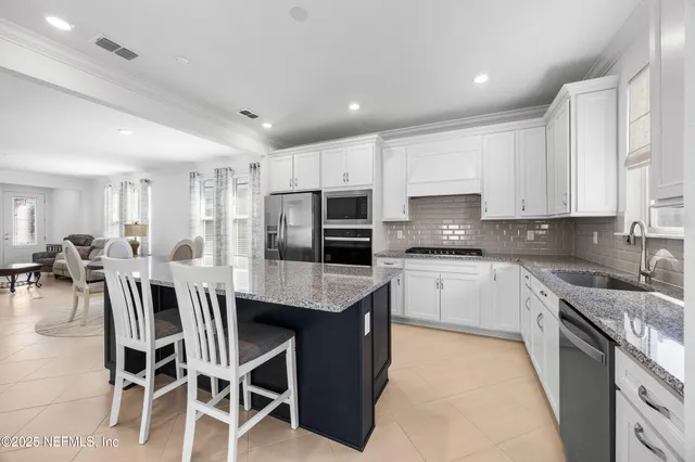 a kitchen with lots of counter top space