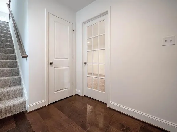 an empty room with windows