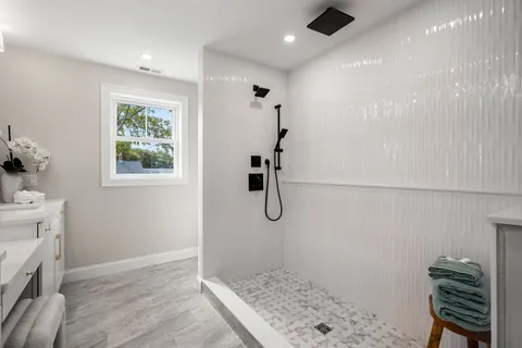 a bathroom with a shower
