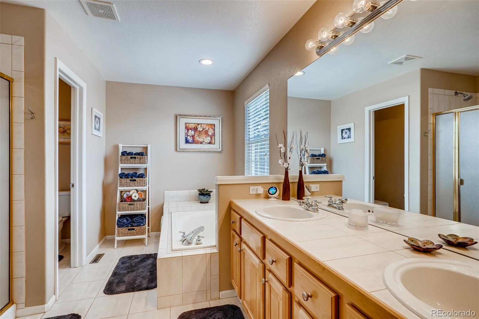 6123 Trailhead Road Highlands Ranch, CO 80130 - Photo 12 of 26 a bathroom with a granite countertop sink and a mirror