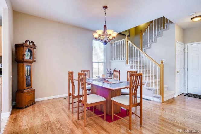 6123 Trailhead Road Highlands Ranch, CO 80130 - Photo 8 of 26 a view of a dining room with furniture and wooden floor