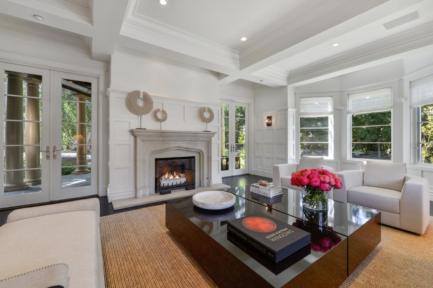 5 Faxon Forest Atherton, CA 94027 - Photo 5 of 46 a living room with furniture and a fireplace