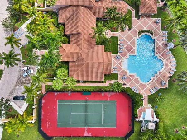 an aerial view of a house