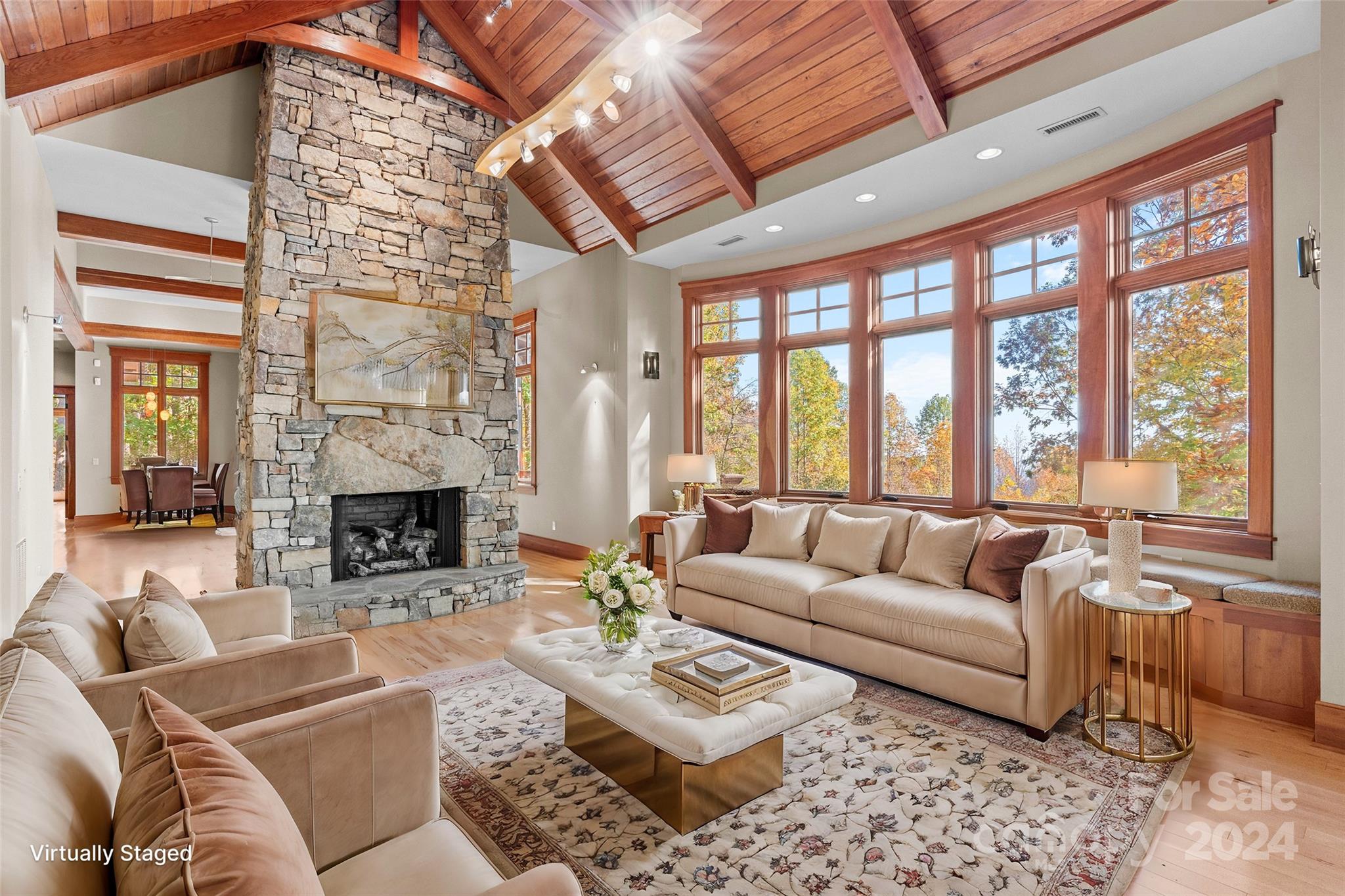 150 Cherry Hill Mill Spring, NC 28756 - Photo 7 of 39 a living room with furniture large window and a fireplace