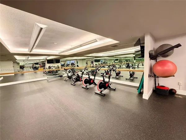 a view of a room with gym equipment