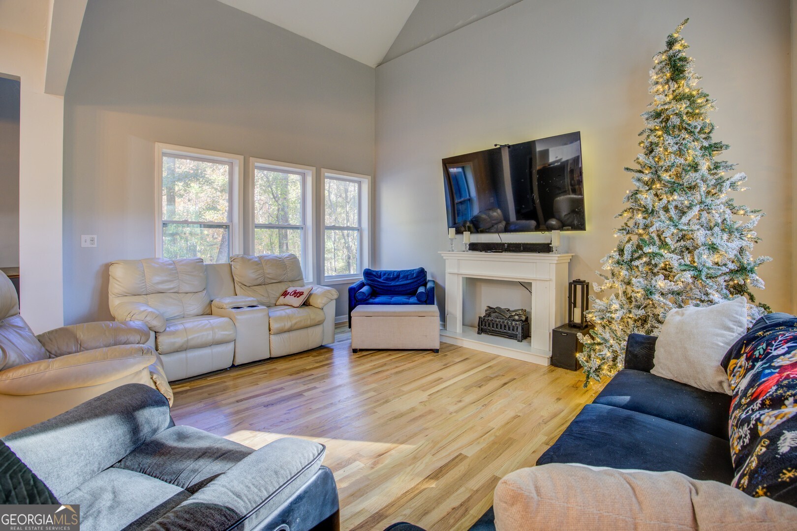 13 Goldfinch Circle Monticello, GA 31064 - Photo 15 of 44 a living room with furniture a fireplace and a flat screen tv