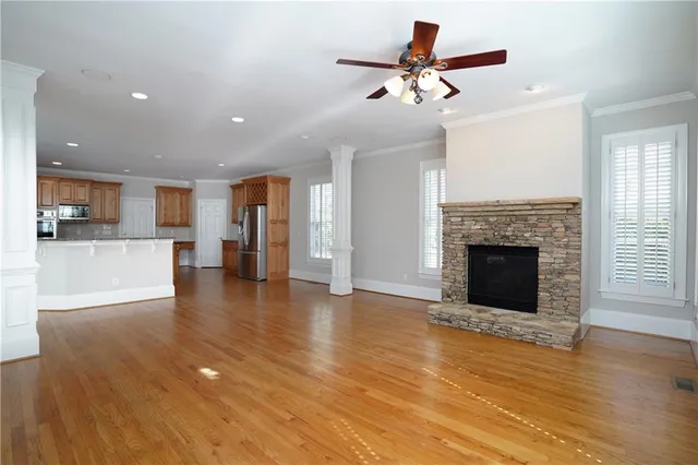 a view of a house with snow on the roof