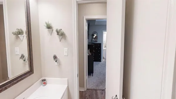 a bathroom with a bathtub