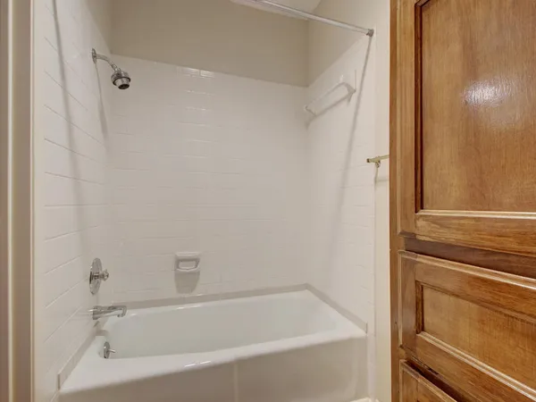a bathroom with a bathtub