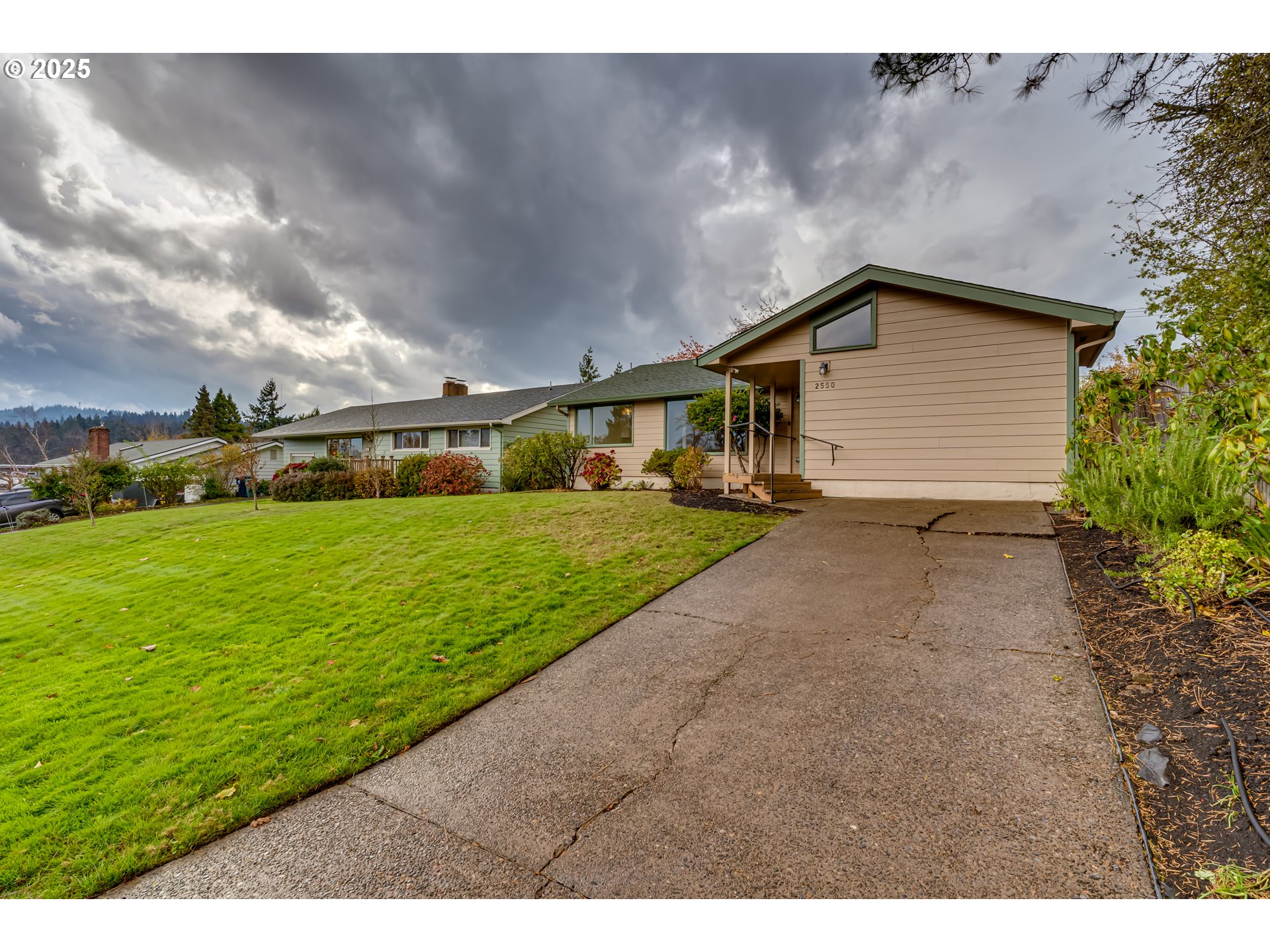 2550 Lawrence Street Eugene, OR 97405 - Photo 38 of 48 a backyard of a house with plants and large tree