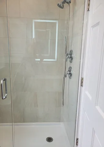 a bathroom with a shower