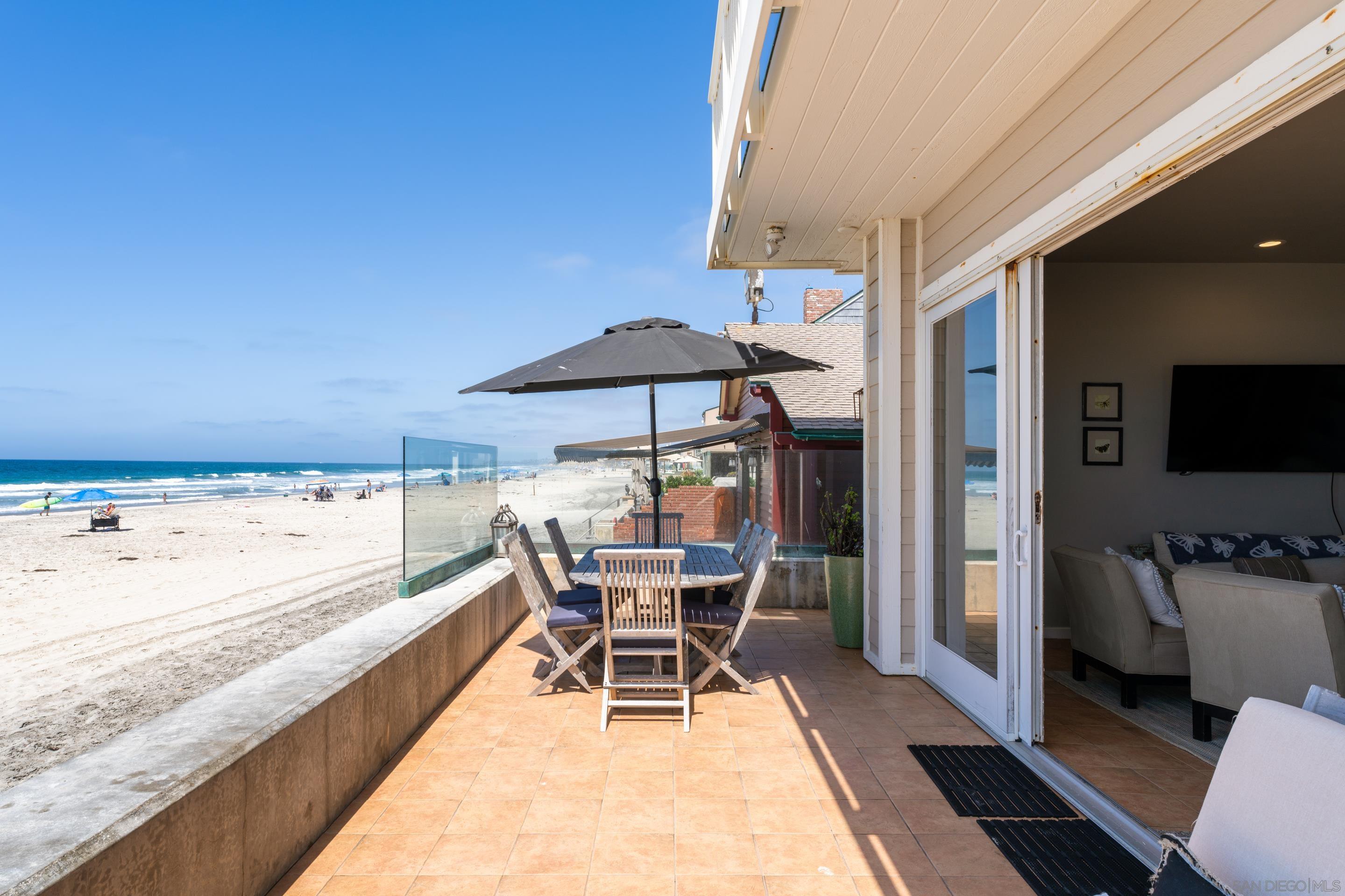 1834 Ocean Front Del Mar, CA 92014 - Photo 28 of 36 a dining room with furniture and a flat screen tv