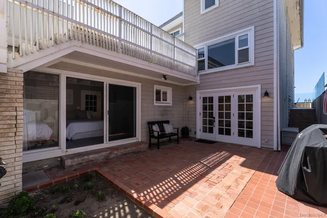 a front view of a house with a patio