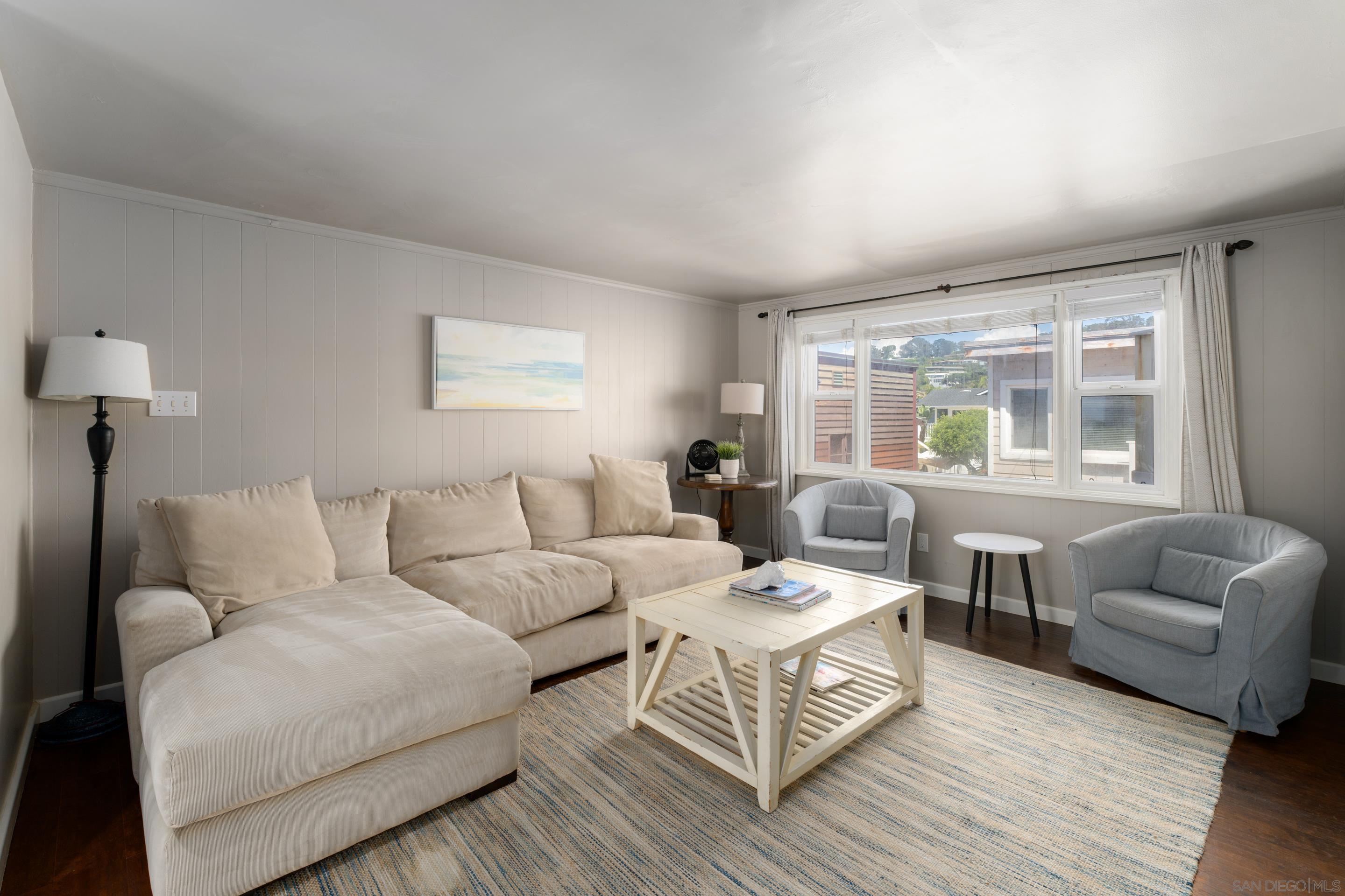 1834 Ocean Front Del Mar, CA 92014 - Photo 10 of 36 a living room with furniture and a large window