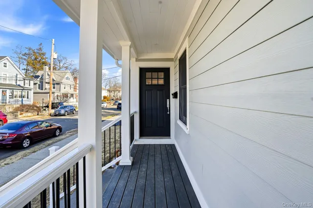 a view of a balcony from door