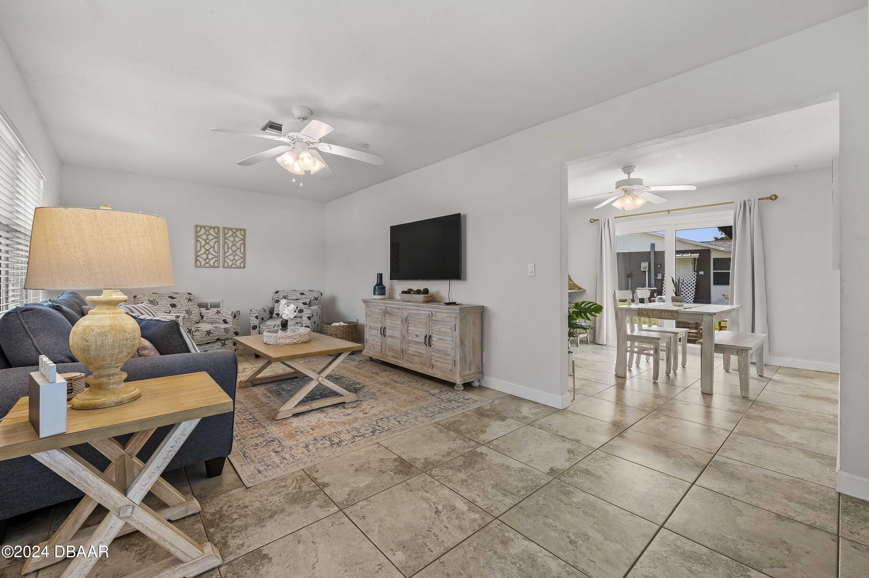 5528 Riverside Drive Port Orange, FL 32127 - Photo 8 of 31 a living room with furniture and a flat screen tv