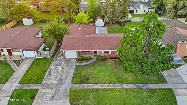 an aerial view of a house