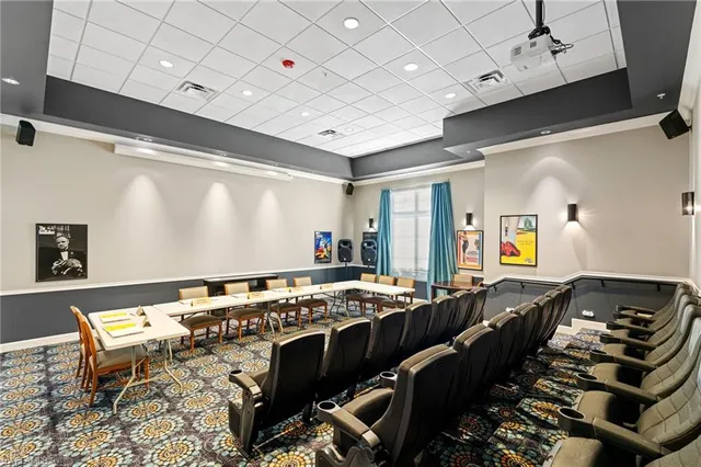 a very nice looking dining room with furniture