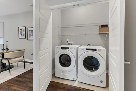 a utility room with dryer and washer