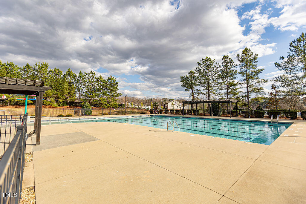 3220 Lacewing Drive Zebulon, NC 27597 - Photo 65 of 69 a view of swimming pool with outdoor seating and plants