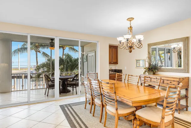 a view of a dining room with furniture wooden floor and chandelier