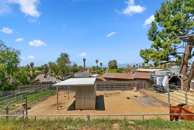 a porch with seating space