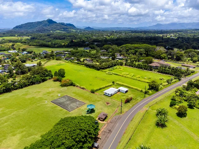 an aerial view of a residential houses with outdoor space
