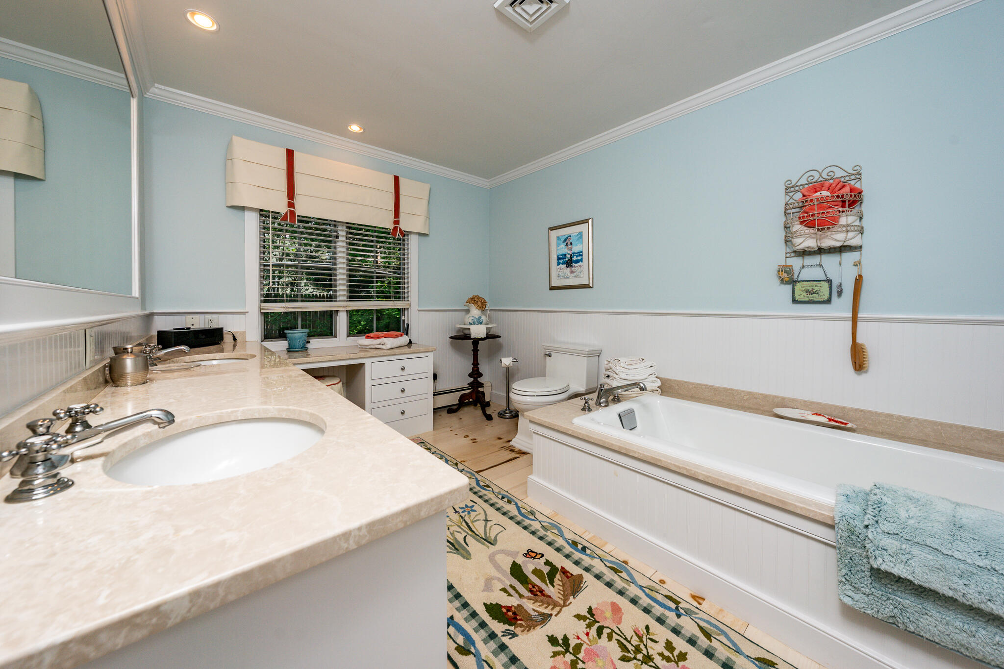 46 Great Bay Road Osterville, MA 02655 - Photo 20 of 54 a bathroom with a granite countertop sink and a bathtub