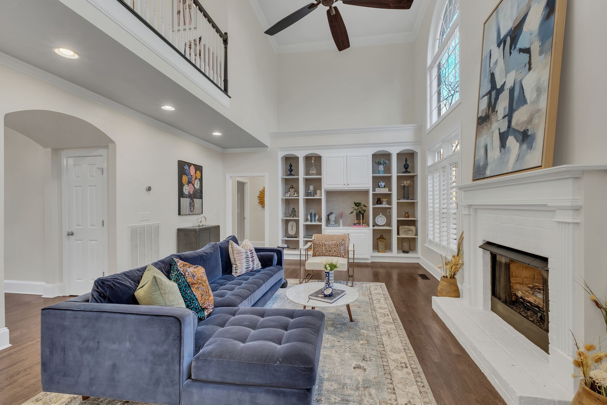 306 Rothwell Place Franklin, TN 37069 - Photo 19 of 91 Main living room with gas fireplace and built-ins