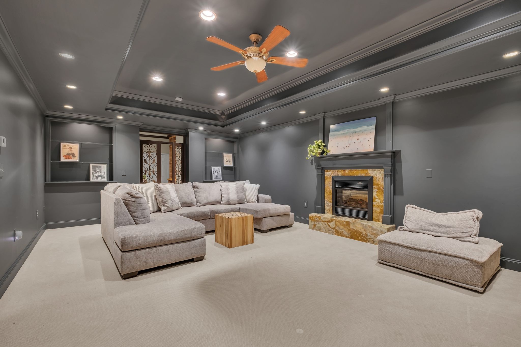 306 Rothwell Place Franklin, TN 37069 - Photo 58 of 91 Full Finished Basement Bonus Room with built-ins and fireplace.