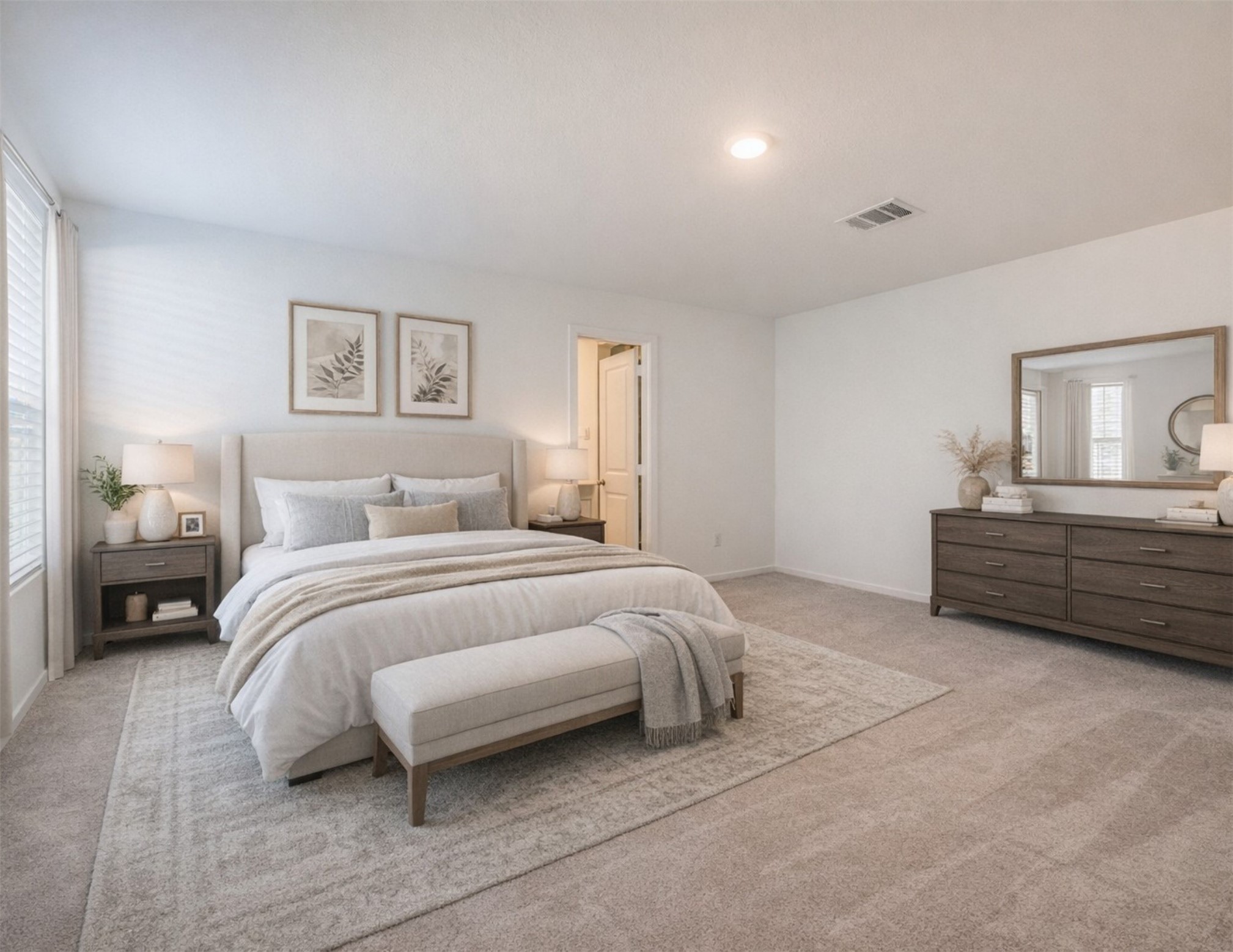 919 Pertuso Lane Huffman, TX 77336 - Photo 18 of 24 a bedroom with a bed and a chandelier