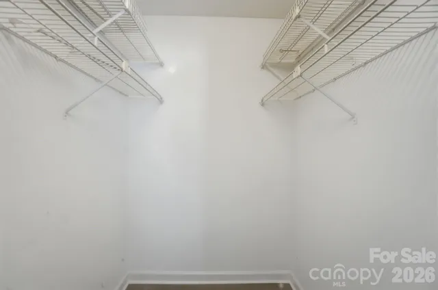 a view of small space with racks on the wall