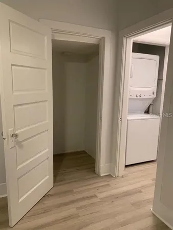 a view of a closet in a room