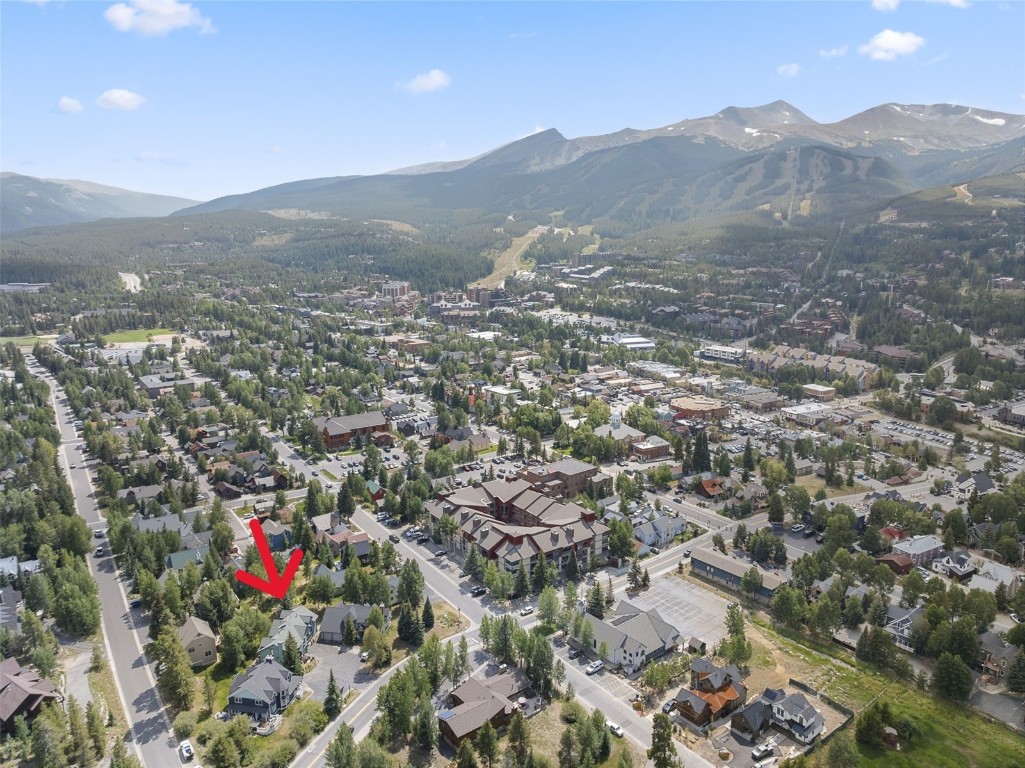 192 Wellington Road Breckenridge, CO 80424 - Photo 50 of 50 Aerial view of property and surrounding area featuring a mountain backdrop